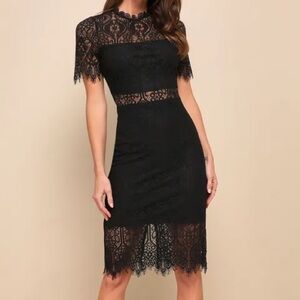 Black Lace Cocktail Dress - Size S